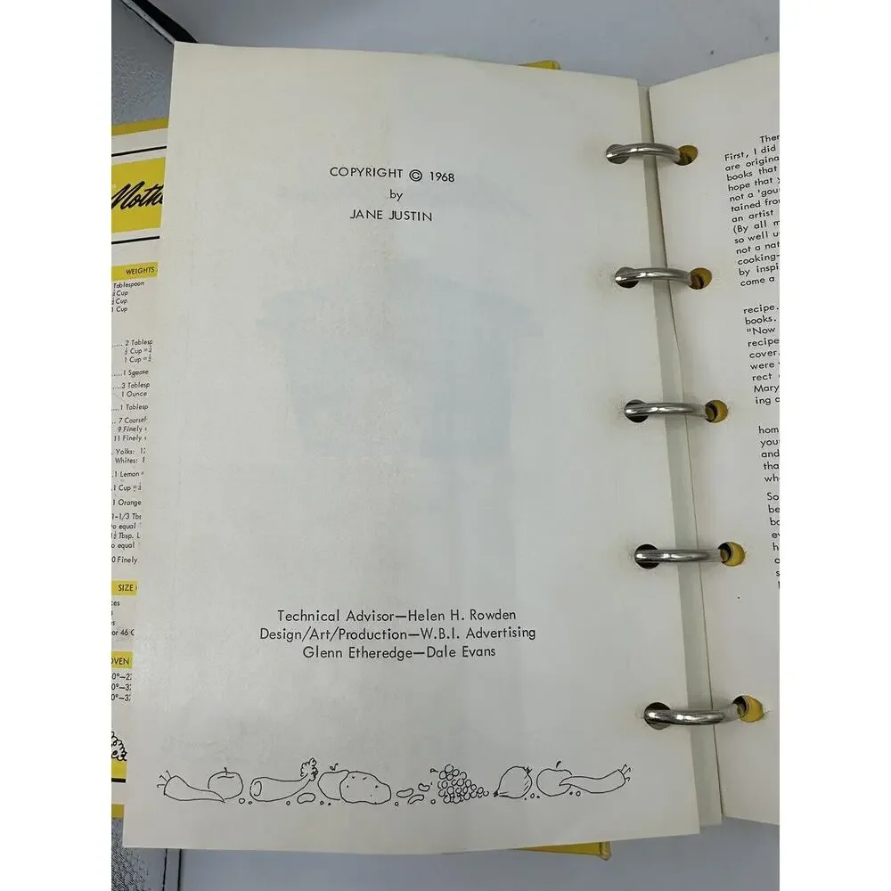 Mother Janes' Prescriptions for Hunger, Jane Justin 1968 Cookbook Recipe Binder